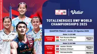 Siaran Langsung BWF World Championship 2025 Quarter Finals Tayang di Vidio