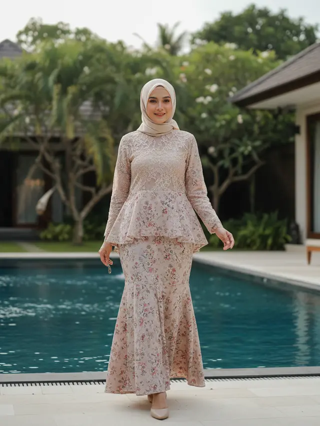 Gamis Batik Brokat Cocok Acara Outdoor