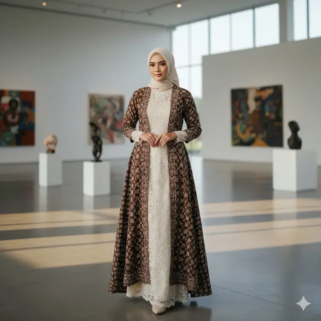 Gamis Brokat Kombinasi Batik Modern