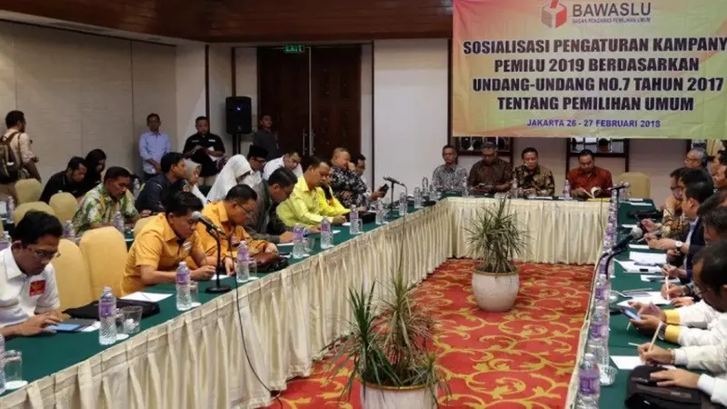 Suasana sosialisasi pengaturan Kampanye Pemilu 2019 (Liputan6/Johan Tallo)