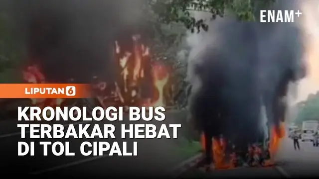 Bikin Panik, Bus Terbakar Hebat Di Tol Cipali