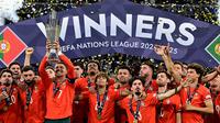 Bagi Cristiano Ronaldo, juara UEFA Nations League 2025 menjadi gelar internasional ketiganya bersama Timnas Portugal, setelah Euro 2016 dan UEFA Nations League edisi pertama pada 2019. (John MACDOUGALL/AFP)