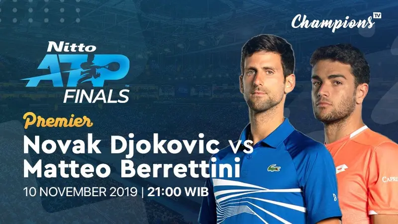 Saksikan Live Streaming ATP Finals Djokovic Vs Matteo