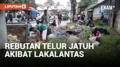 Warga di Banyumas Berebut Ribuan Telur Ayam yang Tumpah Akibat Lakalantas Truk