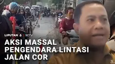 Aksi Massal Pengendara Lintasi Jalan Cor