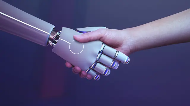 Ilustrasi AI Robotika Bersalaman dengan Manusia (Foto: Freepik)