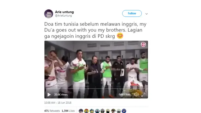 Sebelum Lawan Inggris, Timnas Tunisia Baca Al Fatihah dan Selawat
