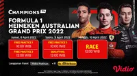 Tonton Live Streaming F1 GP Australia 2022, Mulai 8-10 April di Vidio