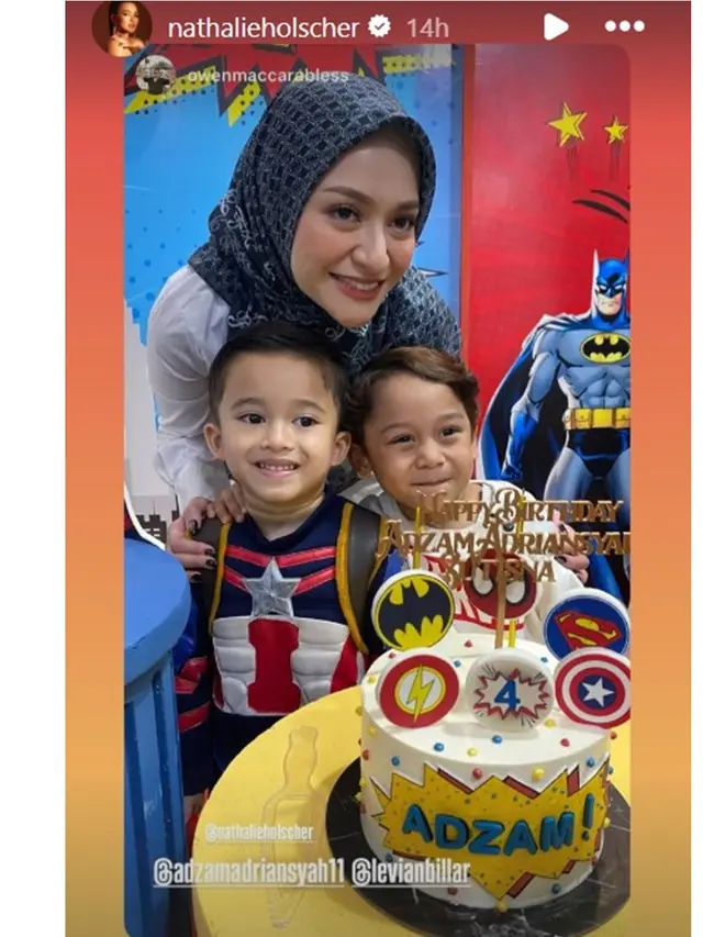 6 Potret Nathalie Holscher Tampil Berhijab di Ultah Adzam ke-4, Curi Perhatian