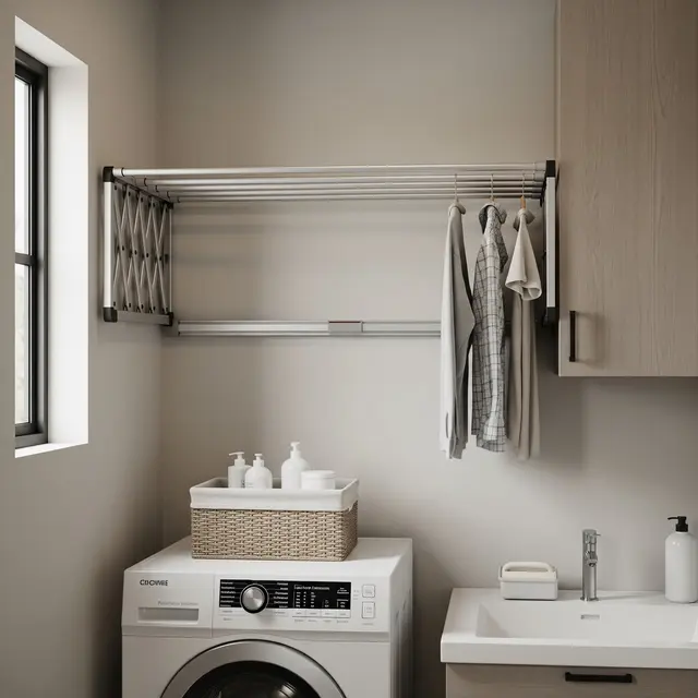 Ide Jemuran Lipat Dinding untuk Rumah Minimalis (AI)