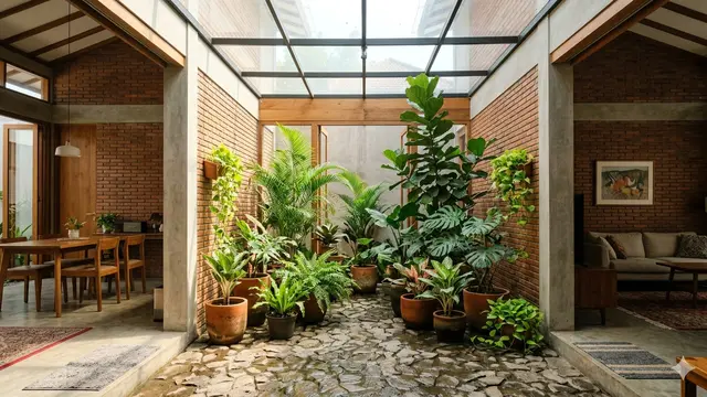 Rumah 1 Lantai dengan Taman Dalam Rumah