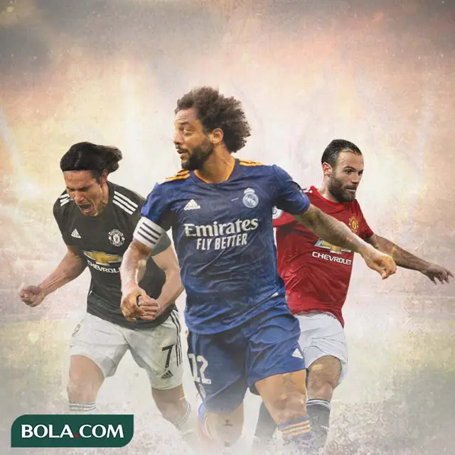 Ilustrasi - Edinson Cavani, Marcelo, Juan Mata