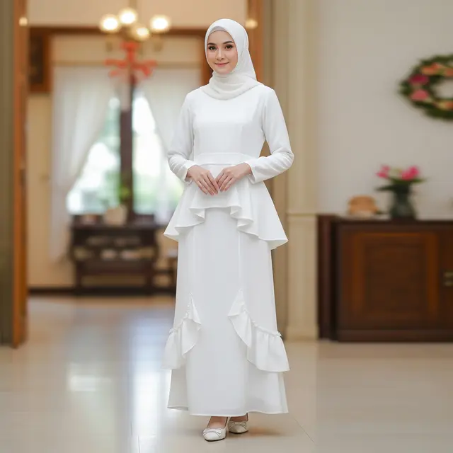 Gamis Warna Cloud Dancer Pantone 2026 untuk Lebaran
