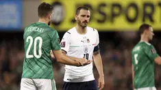 Italia harus menelan pil pahit usai di pastikan gagal meraih tiket langsung untuk lolos ke Piala Dunia 2022 di Qatar. (AP/Liam McBurney)