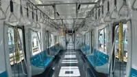 Rangkaian kereta pertama dan kedua MRT Jakarta siap untuk dikirim ke Jakarta dari Toyokawa Plant milik Nippon Sharyo, Jepang. (PT MRT Jakarta)