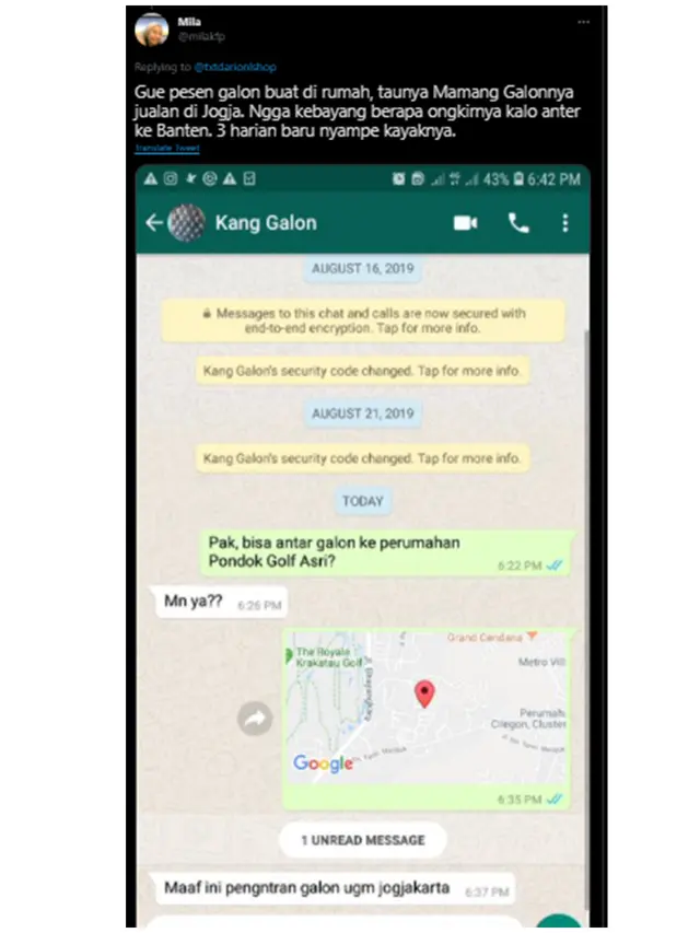 6 Chat Kocak Pembeli dengan 'Kang Galon' Ini Absurd Banget Bikin Ketawa