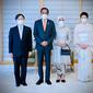 Presiden Jokowi dan Ibu Negara Iriana ketika menemui Kaisar Jepang Naruhito dan Permaisuri Masako, di Istana Kekaisaran Jepang, Tokyo, Rabu (27/7/2022). (Biro Pers Sekretariat Presiden)