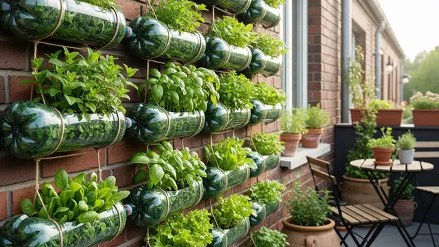Ide Kebun Sayur di Teras Belakang dengan Botol Bekas