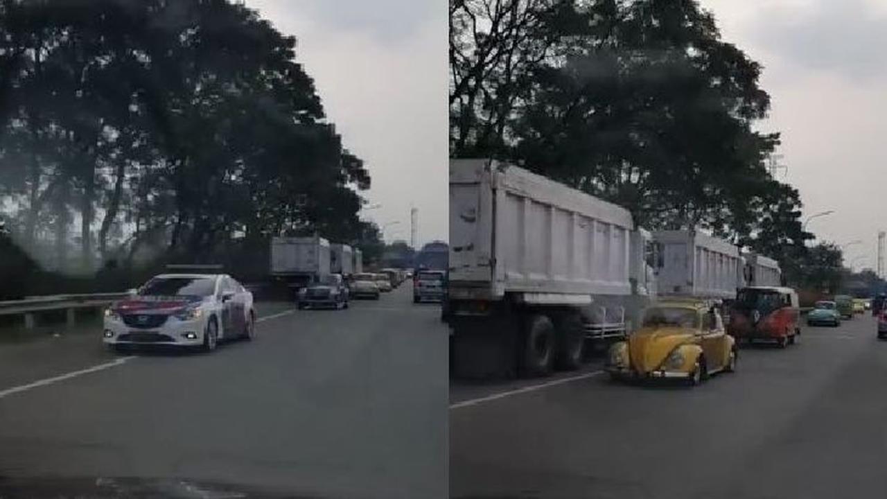 Rombongan VW melawan arus di tol Jagorawi