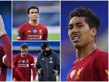 Berikut ini wajah-wajah kecewa para pemain Liverpool usai gagal mengalahkan Everton pada laga Derbi Merseyside. Hasil imbang ini membuat anak asuh Jurgen Klopp harus menunda untuk segera mengunci gelar Premier League 2019-2020.