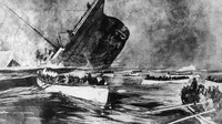 Ilustrasi tenggelamnya Titanic di Samudra Atlantik. | via: telegraph.co.uk 