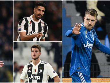 Pelatih Juventus, Andrea Pirlo, dikabarkan tidak lagi menginginkan keberadaan Aaron Ramsey di skuatnya musim depan. Selain Aaron Ramsey ada beberapa pemain yang sangat berpotensi untuk didepak oleh Pirlo. Berikut Ramsey dan bintang Juventus yang akan dilepas Pirlo. (kolase foto AFP)