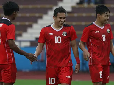 Timnas Indonesia U-23 mencatat kemenangan ketiganya di laga terakhir Grup A cabor sepak bola SEA Games 2021, Minggu (15/5/2022) sore WIB. Egy Maulana Vikri dkk membungkam Myanmar dengan skor 3-1 dan memastikan Tim Garuda Muda lolos ke babak semifinal. (Bola.com/Ikhwan Yanuar)