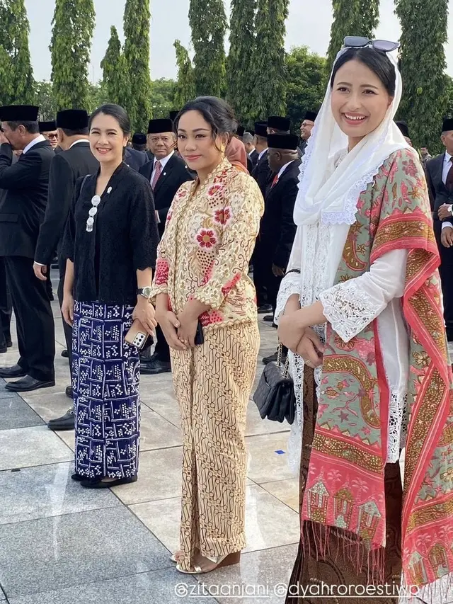 Tampilan Wakil Menteri Kabinet Merah Putih Dibalut Kebaya saat Upacara Hari Pahlawan. [@zitaanjani]