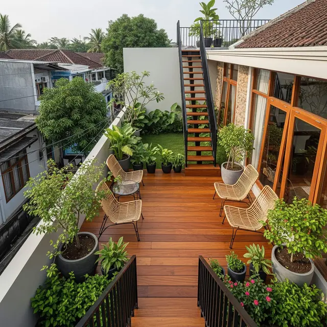 Desain Rumah Kecil dengan Rooftop Garden
