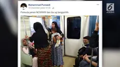 Seeorang pria menjadi pembicaraan warganet karena tidak memberikan kursi untuk seorang ibu yang sedang menggendong anak.