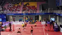 Aksi Timnas Putri Sepak Takraw Indonesia di Asian Games 2018 (Liputan6.com/Nefri Inge)