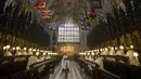 Suasana latihan paduan suara untuk pernikahan Pangeran Harry dan tunangannya Meghan Markle di St George's Chapel, Windsor, Inggris (14/5). Pangeran Harry dan Meghan Markle akan menikah di Kapel St George pada tanggal 19 Mei. (AFP/Pool/ Steve Parsons)