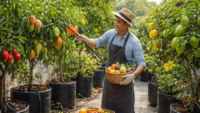 Cara Membuat Kebun Buah di Polybag (Foto: Gemini AI)