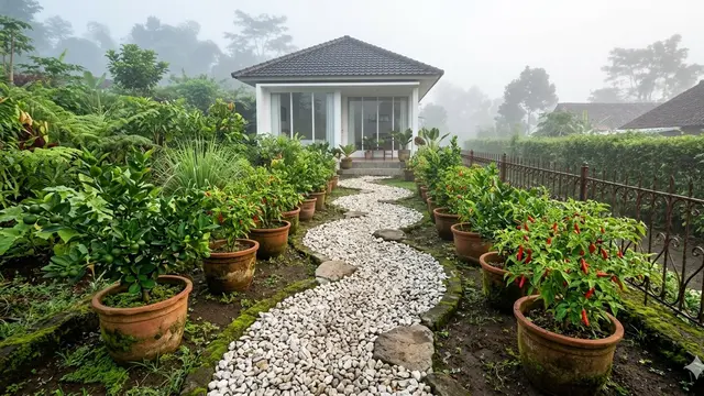 Ide Taman Buah Minimalis di Rumah Kecil. AI