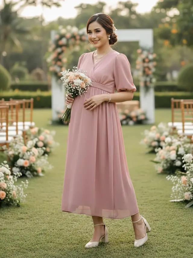 Model baju bridesmaid bumil 2026 (Foto: Gemini AI)