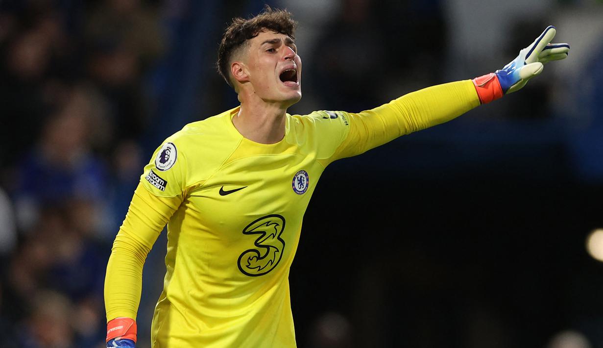 Kepa Arrizabalaga. Kiper berusia 28 tahun yang masih memegang rekor sebagai kiper termahal di dunia ini kini kembali dipercaya Chelsea menjadi kiper utama menggeser Edouard Mendy di awal musim 2022/2023. Ia diprediksi akan dipertimbangkan Luis Enrique untuk masuk skuad Timnas Spanyol di Qatar nanti. Bersama Timnas Spanyol ia telah mengoleksi 11 caps dengan torehan 7 kali clean sheet sejak melakuan debut pada 11 November 2017. (AFP/Adrian Dennis)
