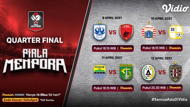 Jadwal Perempat Final Piala Menpora 2021 Di Vidio Menanti Duel Persib Vs Persebaya Indonesia Bola 