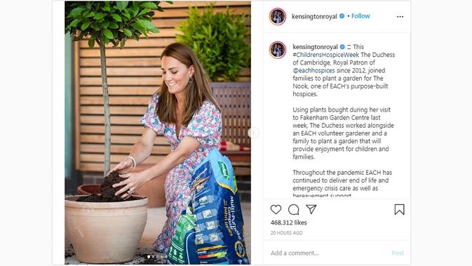 Kate Middleton. (dok. Instagram @kensingtonroyal/https://www.instagram.com/p/CB8-3BWlEIs/Putu Elmira)