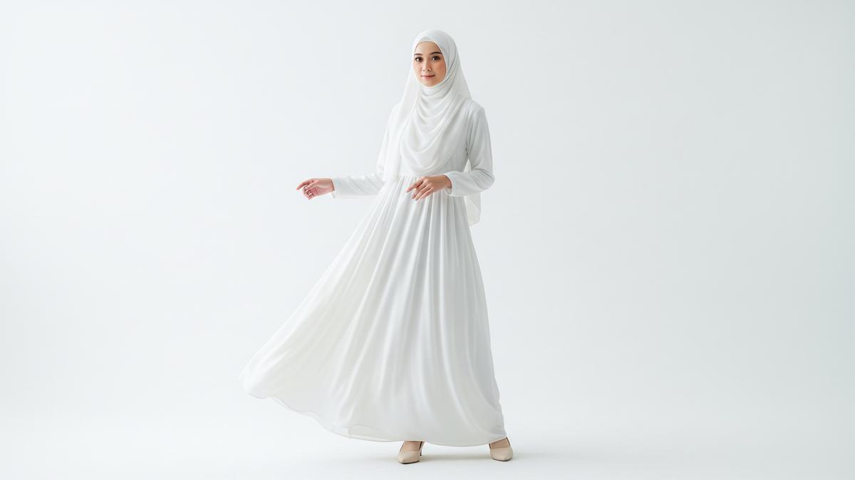 7 Model Gamis Warna Cloud Dancer Pantone 2026 untuk Lebaran, Bawa Nuansa Modern