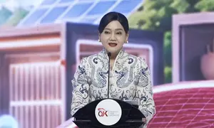 Ketua Dewan Komisioner Otoritas Jasa Keuangan (OJK), Friderica Widyasari Dewi saat Rapat Koordinasi Nasional Tim Percepatan Akses Keuangan Daerah (Rakornas TPAKD) 2026. (Foto: Liputan6.com/Tira Santia)