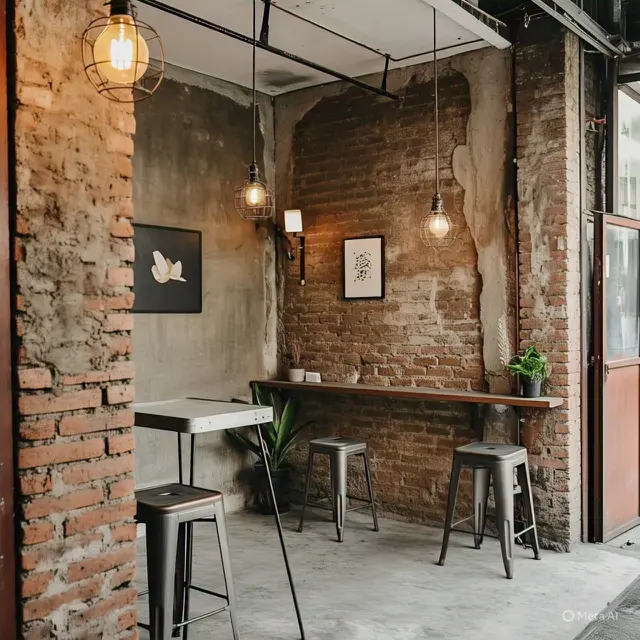 Warung Industrial dengan Bata Ekspos