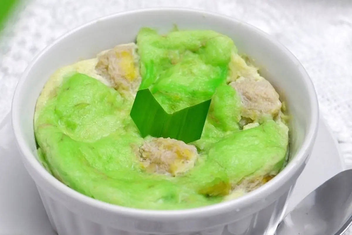 puding roti tawar pandan
