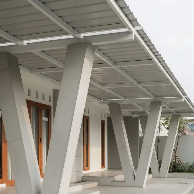 Kanopi Bahan Besi Beton dan Hollow untuk Rumah Minimalis