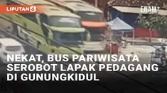 Viral video bus pariwisata menyerempet lapak pedagang. Peristiwa ini berada di Jalur Jalan Lintas Selatan, Saptosari, Gunungkidul
