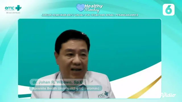Dokter spesialis bedah urologi Johan R Wibowo dari RS EMC Pulomas Jakarta bicara gejala dan penanganan batu ginjal.