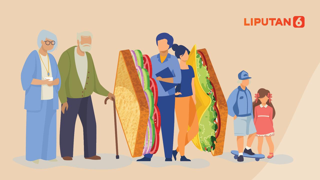 Ilustrasi generasi sandwich (Liputan6.com / Abdillah)