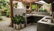 10 Desain Dapur Terbuka dengan Taman Kering Anti Ribet, Masak Jadi Lebih Seru