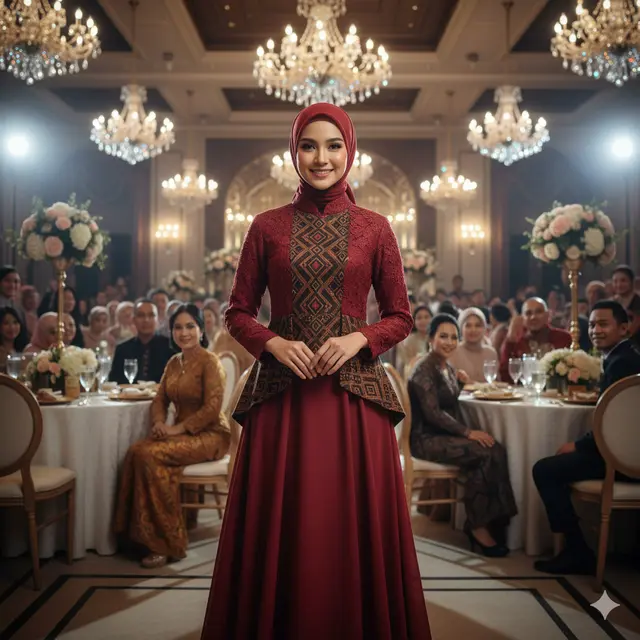 Gamis Brokat Kombinasi Batik Modern