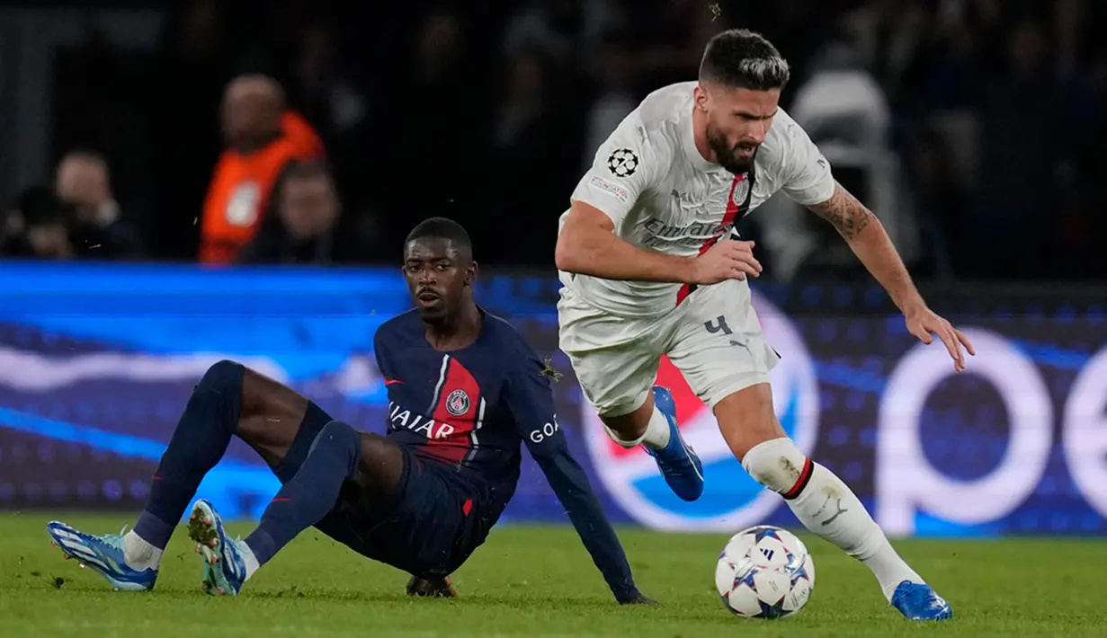 Kemenangan ini mengantarkan PSG ke puncak klasemen Grup F dengan enam poin. Sedangkan AC Milan masih belum beranjak dari posisi juru kunci dengan koleksi dua poin. (AP Photo/Thibault Camus)