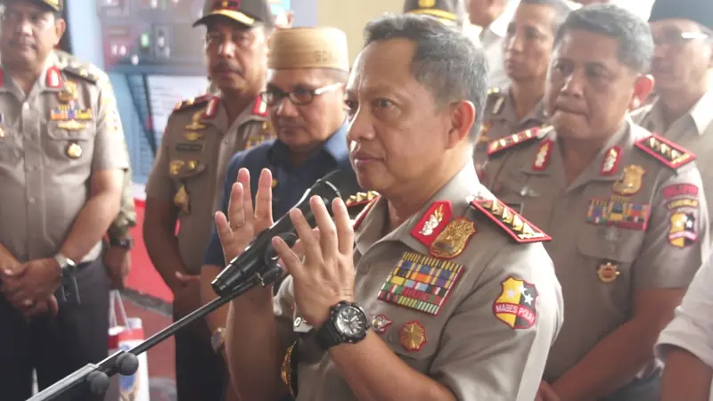 Kapolri Jenderal Tito Karnavian usai meresmikan SPN Polda Gorontalo